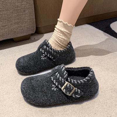 Мягкая шерсть~ кожа толстая подошва бархатная голова сумки полушлепанцы женские осень и зима новые для улицы один педаль Мао Мао Birkenstocks