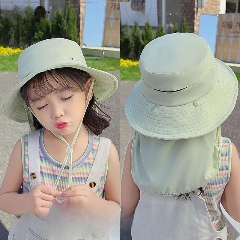 Childrens Uv Shield Hat With Wide Brim And Soft Fabric For Beach Vacation