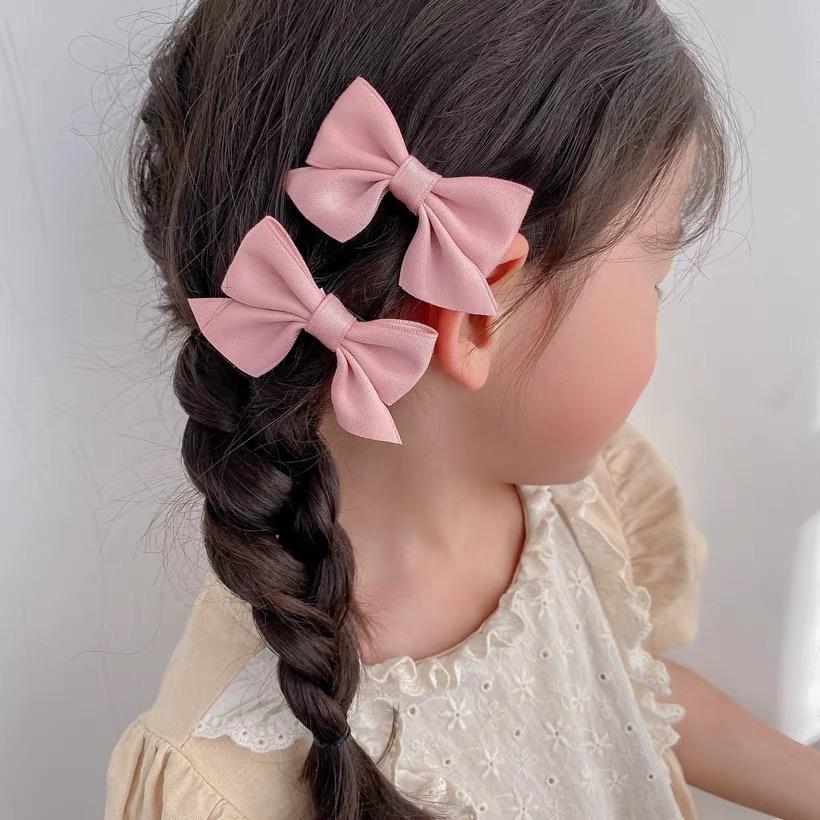 YANRONG Solid Color Bow Hair Clips For Gilrs Cute Sweet Hairpins Fashion Headbands Hair Accessories Barrettes For Kid Headdress