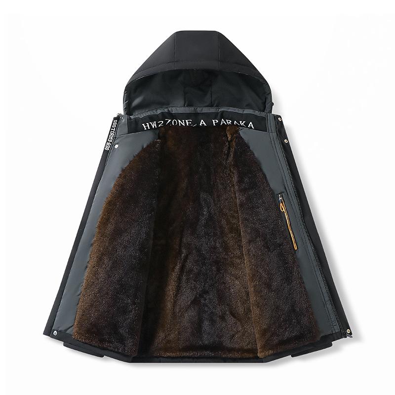 Autumn and Winter Style Parka Plush Coat Winter Coat Middle Aged Men Thickened Cotton Coat Middle Aged Men Cotton Coat Middle Aged Men