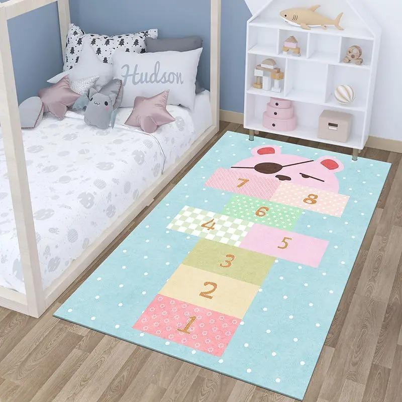 Light Gray Children's Hopscotch Carpet for Boy Girl Cartoon Game Carpets Living Room Baby Crawling Non-slip Mat Home Decoration