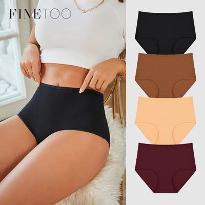 Женские трусики FINETOO из хлопка, бесшовное нижнее белье больших размеров, с высокой талией, дышащее эластичное нижнее белье, спортивные шорты