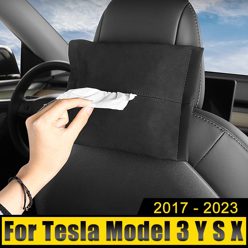 Car Tissue Box Holder Center Console Armrest Napkin Case With Fix Strap For Tesla Model 3 X Y S 2017-2019 2020 2024 2024 2024