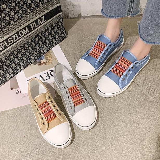 2024 New Fashion Versatile Comfortable and Lightweight Outdoor Sports Solid Color Flat Bottom Breathable External Wear Anti Slip Casual Canvas Shoes