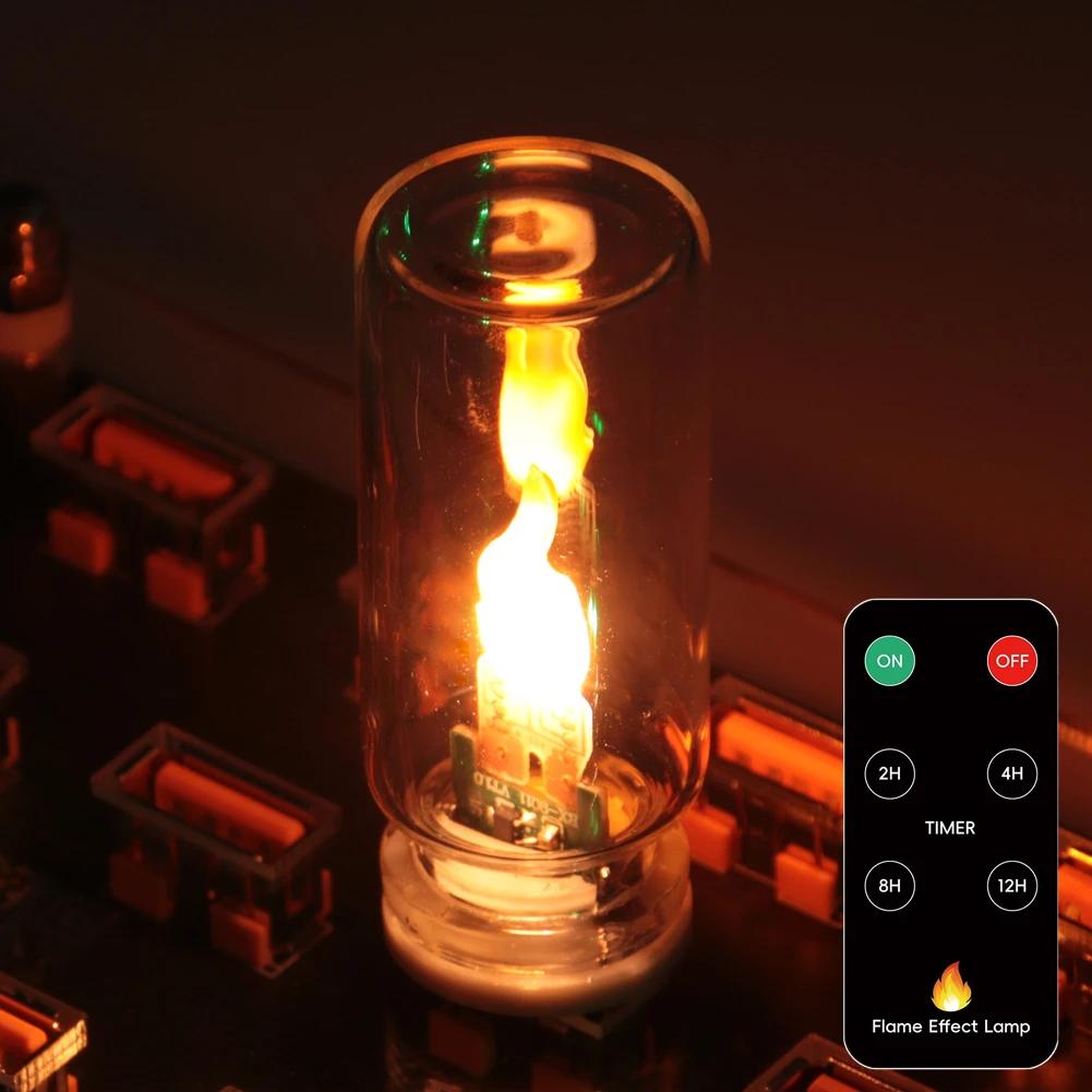 Remote Control Car USB LED Flame Type Night Light Frosted Clear Glass Flickering Candle Decorative Touch Control Mood Lighting