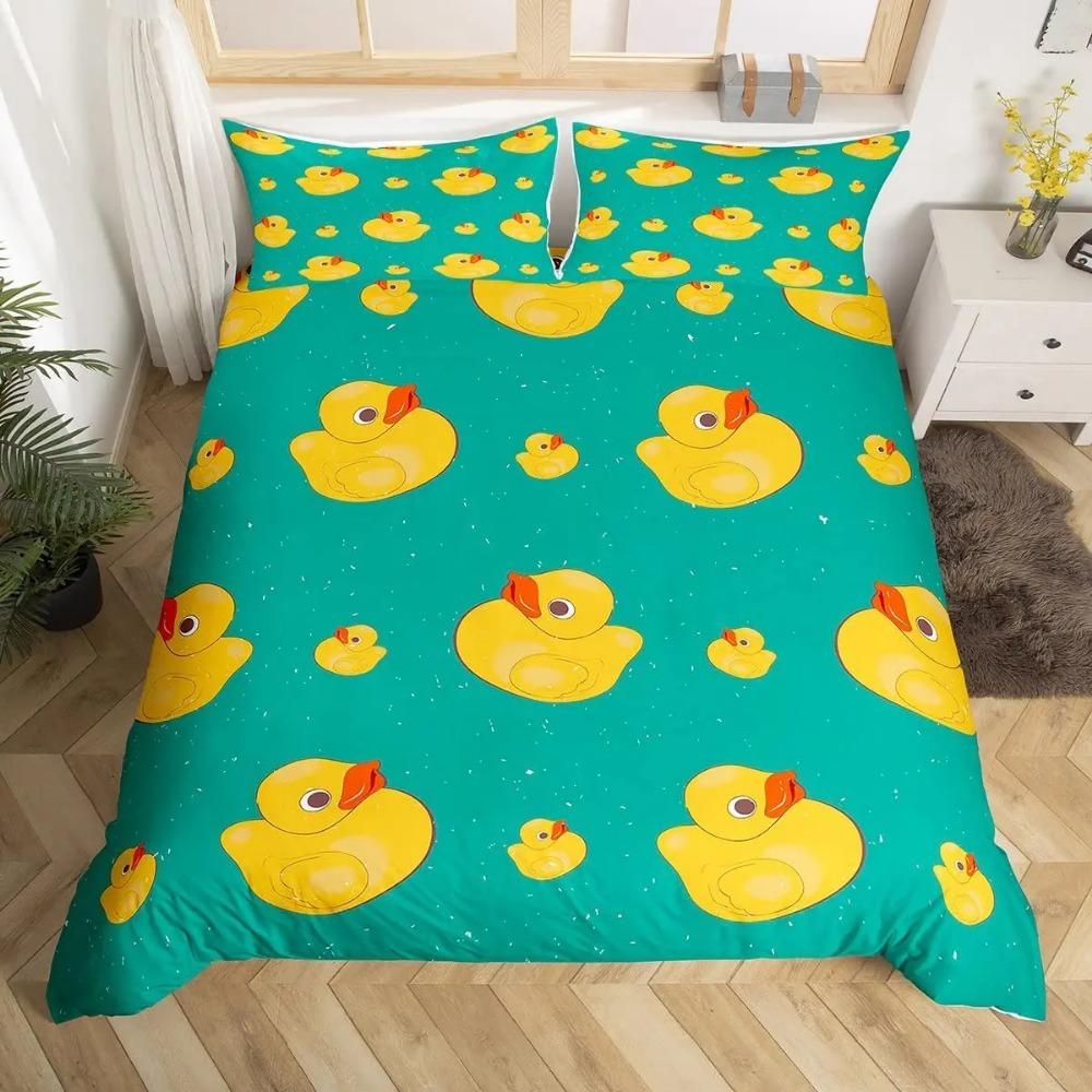 Cute Duck 2/3 Piecebedroom setChildren'sGift Teenagers adulteMicrofibre Double Bed Single Bed Duvet Cover with Zip Room Decor