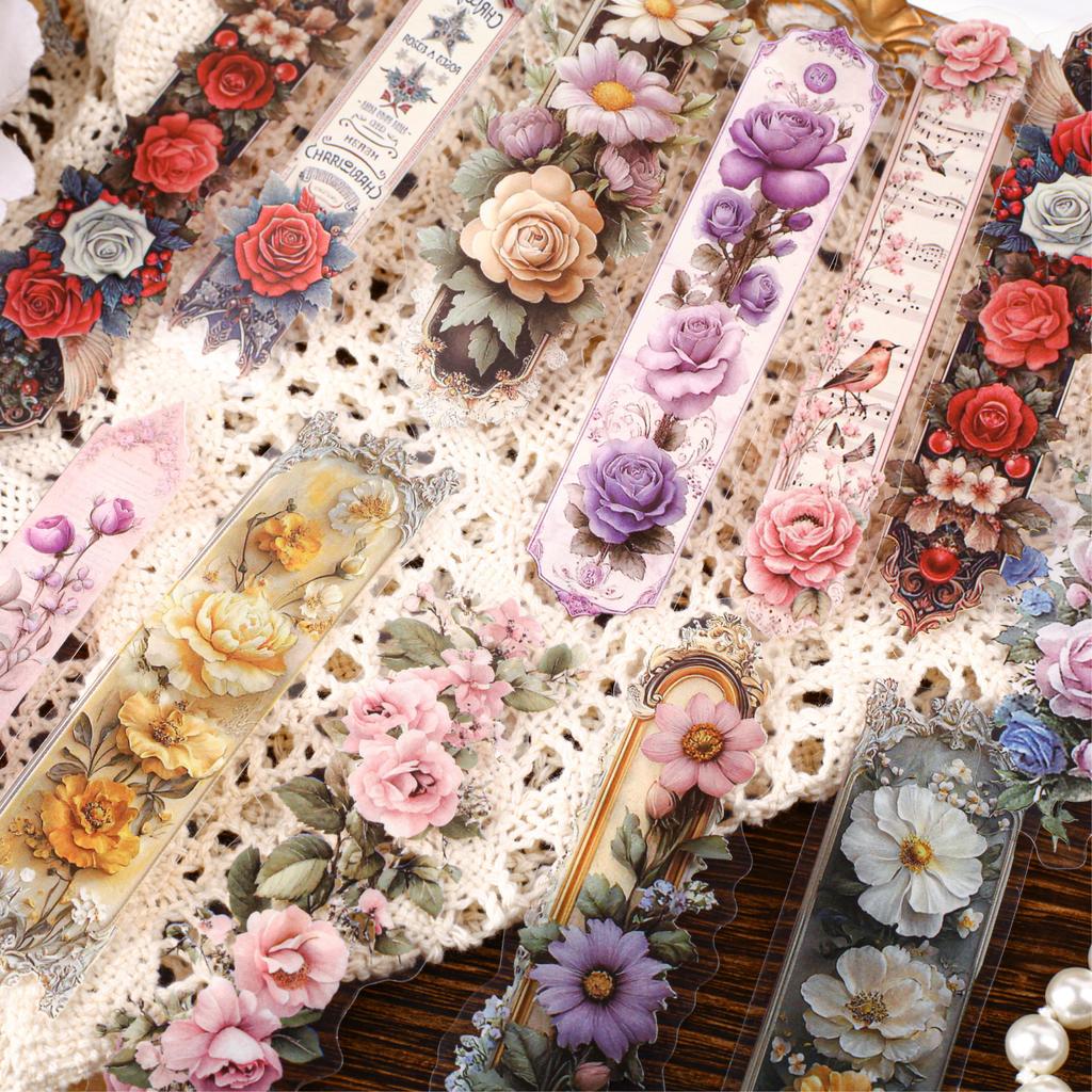 15 листов/пакет Цветочные длинные наклейки-полоски для творческого журнала, скрапбукинга, канцелярских товаров, планера, чехла для телефона, украшения для подарков