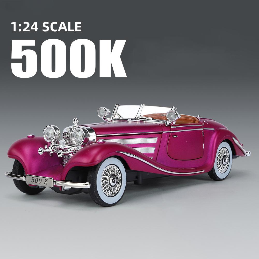 Szvm1 1:24 Mercedes-Benz 500K 1936 Классический автомобиль Сплав Модель автомобиля Звук и свет Оттяжка Детская игрушка Коллекционные предметы Подарок на день рождения