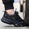 Men Rotating Button Work Sneakers Steel Toe Shoes Air Cushion Safety Boots Anti-Smash Work Shoes Indestructible Protective Safety Shoes Sneakers Men