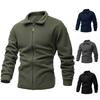 Jacket Men Double-Faced Fleece Solid Casual Hooded Army Tactical Jacket Coat Thermal Outerwear Softshell Windbreake