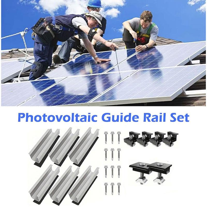 12 Pcs Solar Panel Bracket Kit Aluminium Mounting Rail 30mm/35mm End Clamps Brackets for Flat Roof PV Mounting Rail