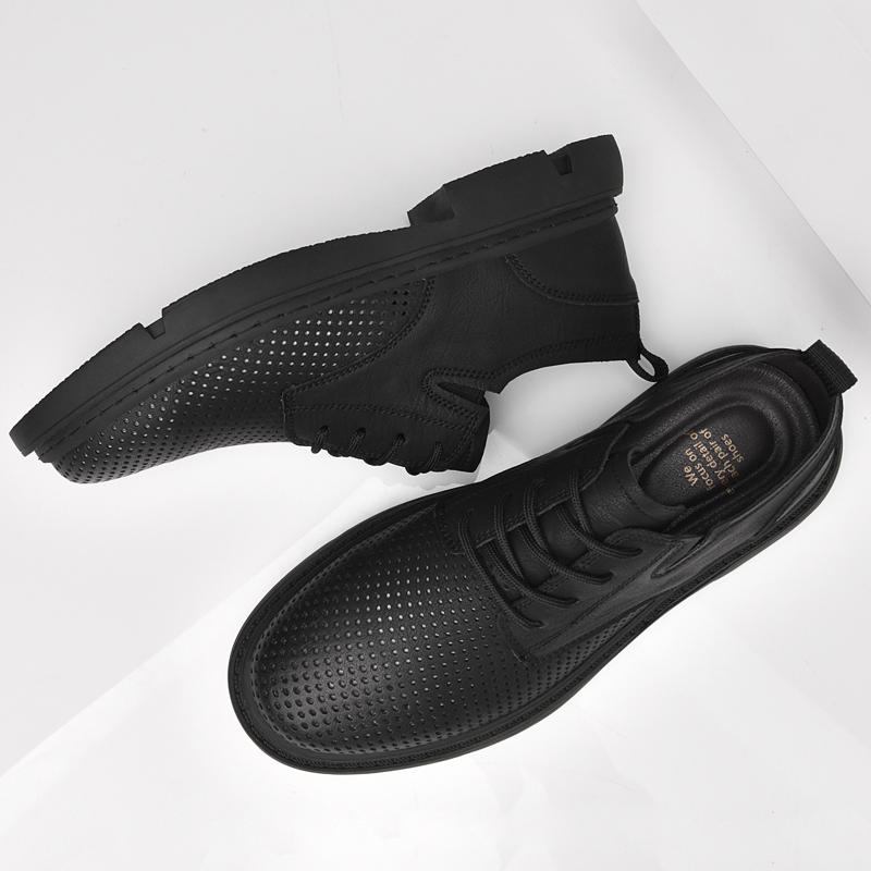 Breathable Male Sneakers Genuine Leather Men Casual Shoes Business Lace-up Mens Dress Shoes Elegantes Wedding Dress Shoes Hollow