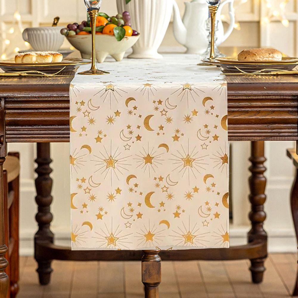 Moon Stars Pattern Eid Mubarak Tablecloth Table Cover Eid Al-Fitr Table Runner  Holiday Party