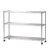 Metal Mini Steel Rack, 3-Tier, with Casters, 110cm Wide X 35cm Deep X 83cm High, Rust-Resistant, 19mm Pole Diameter, Silver, MTO-1108C