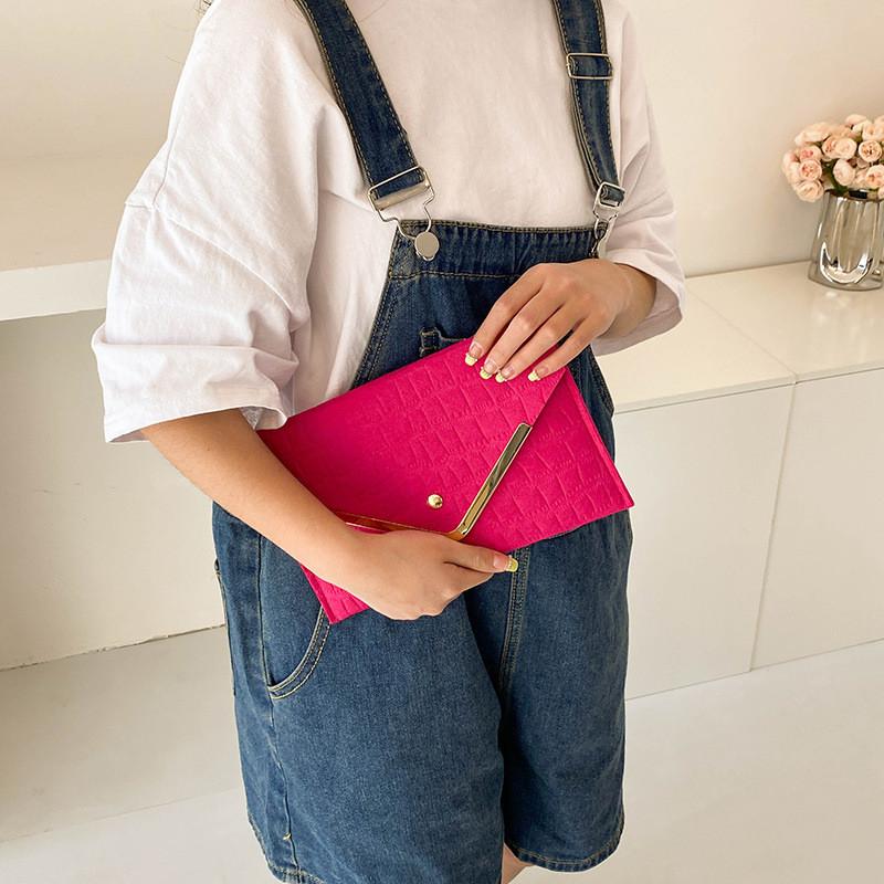 Стильная минималистичная женская сумочка, модный корейский клатч-конверт черного, зеленого, малинового и хаки цветов