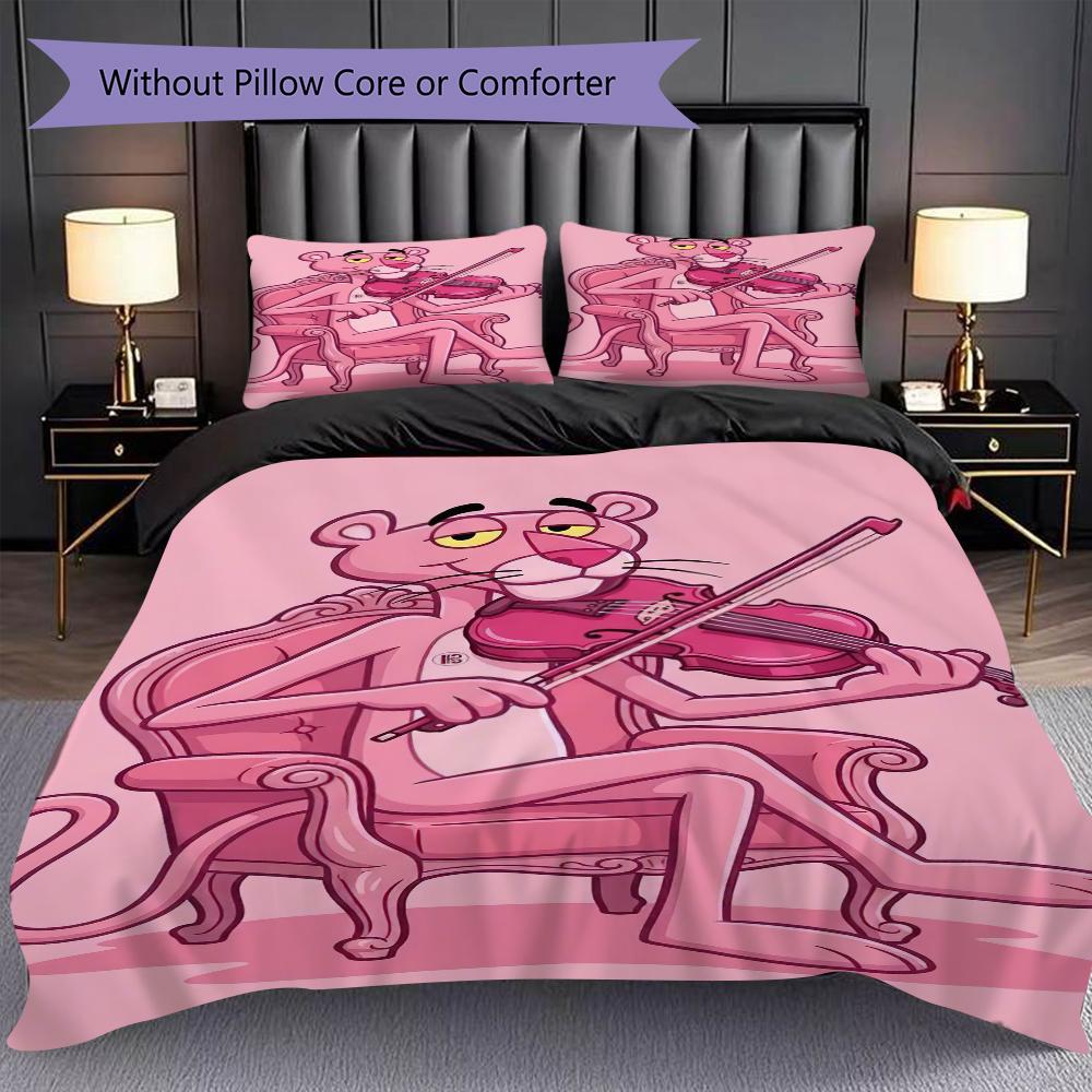 Vintage Pink Panther Most Poster Threepiece Set Without Core 1 Duvet Cover 2 Pillowcase Without Core Soft And Comfortable