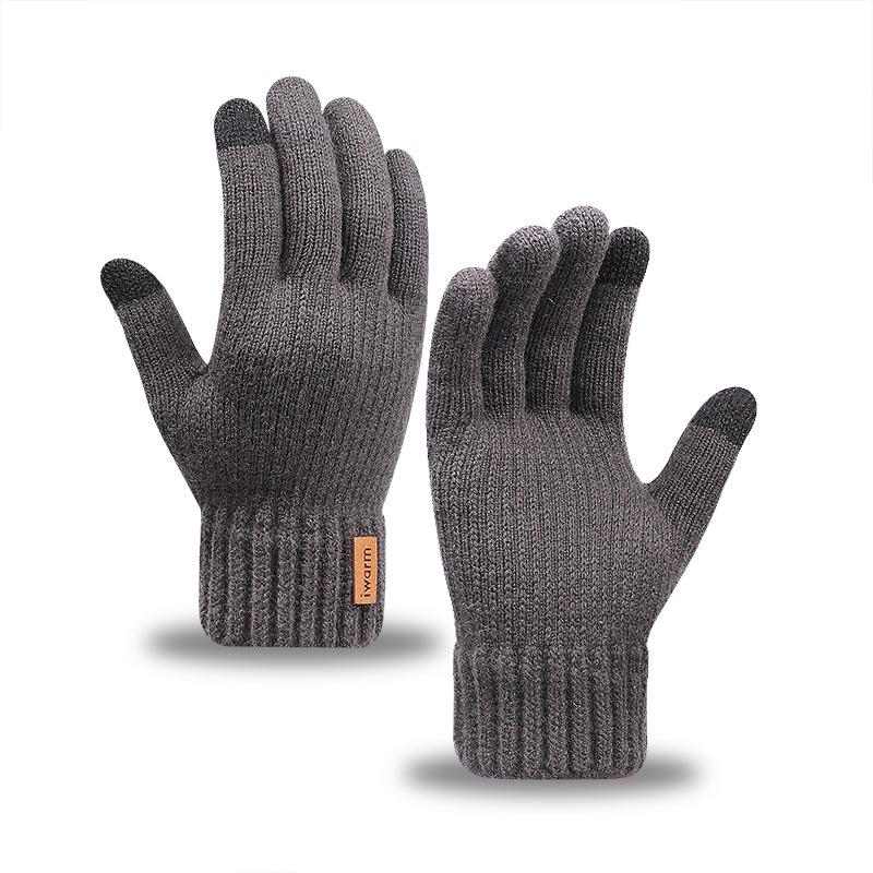 Iwarm Love Warm Camel Wool Men's Winter Wool Gloves Piled Thickened Knitted Touch Screen Gloves