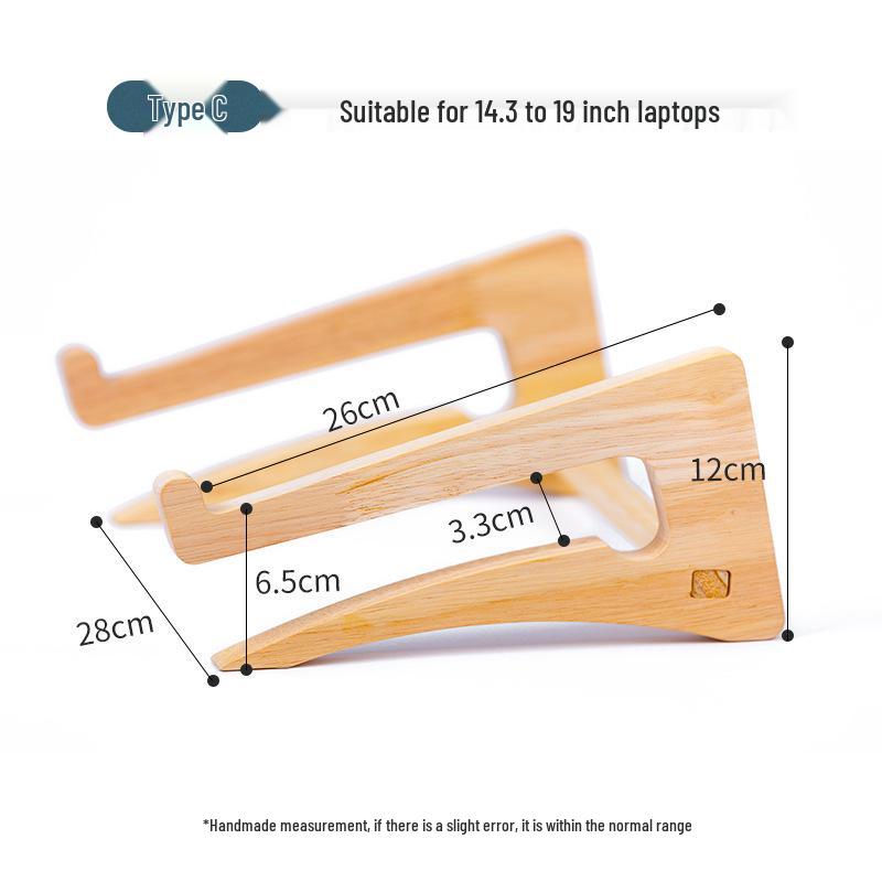 Вертикальная подставка для ноутбука из массива дерева с охлаждением и местом для хранения на рабочем столе