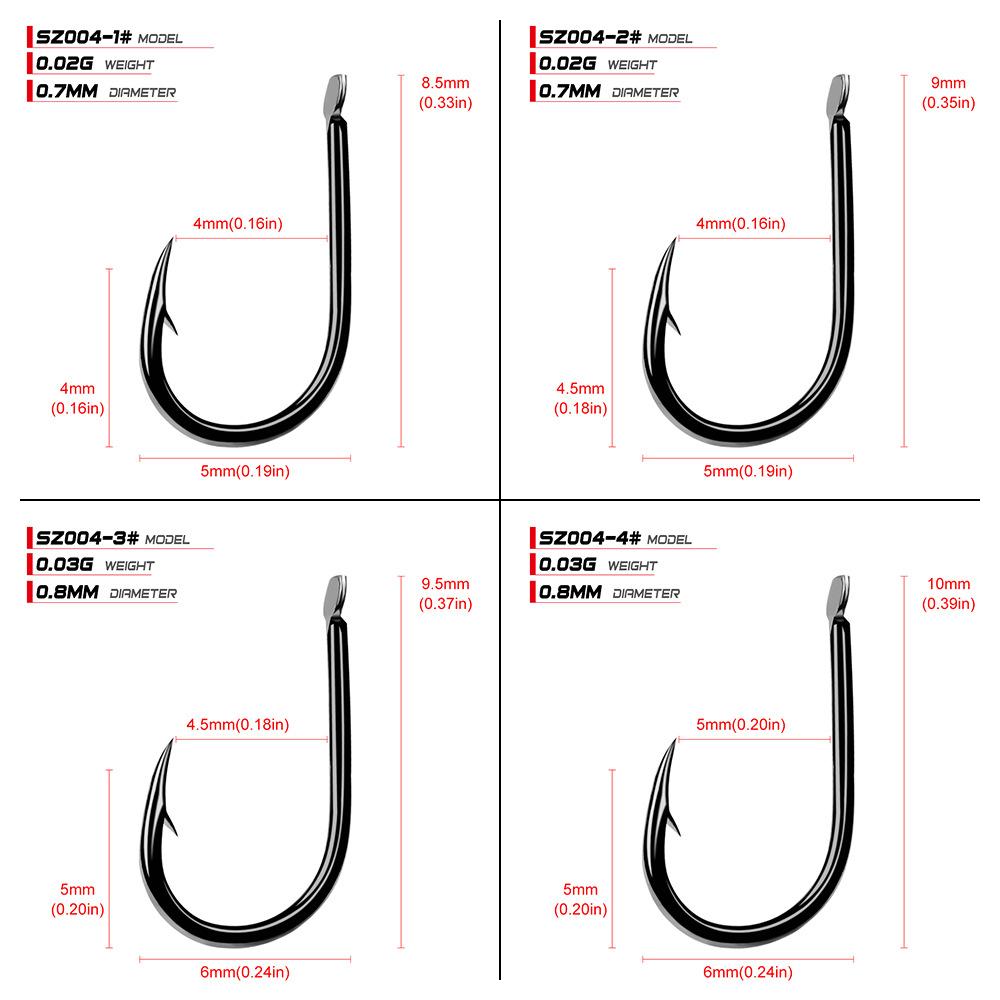 Proberos Soft Insect Hook with Barb Fish Hook Bulk Single Hook 200pcs