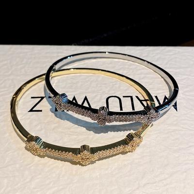 Модный браслет с микро-инкрустацией клевера, медный материал, ретро-трендовый браслет, ювелирный браслет