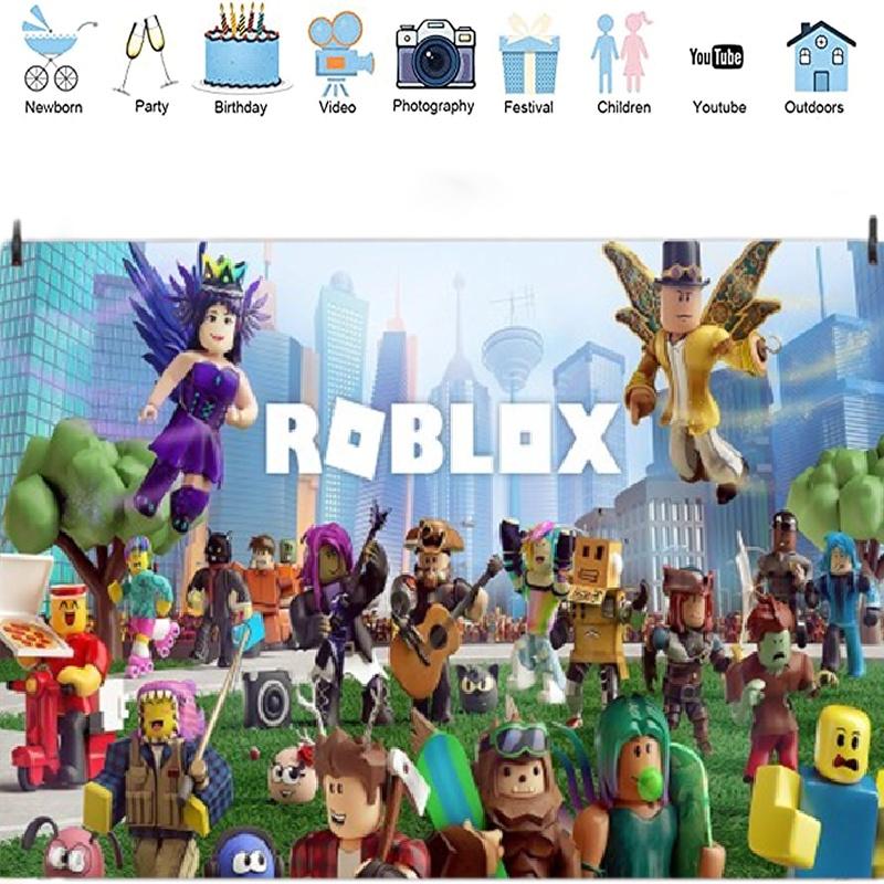 Баннер для украшения дня рождения в стиле игры Roblox для мальчиков 5x3 Этилен Фотофон Ткань