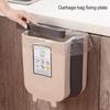 Folding Trash Can Kitchen Cabinet Door Hanging Waste Bin Wall Mounted Trashcan Space Saving Garbage Box for Bathroom Toilet Waste Storage(Size S/L)