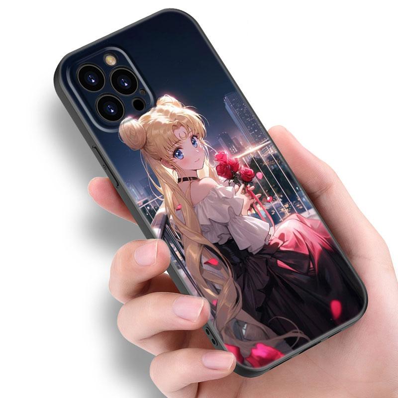Японский мультфильм Sailor Moom черный силиконовый чехол для телефона для Apple iPhone 12 13 Mini 11 14 15 Pro Max 7 8 Plus X XR XS SE 2020 2022