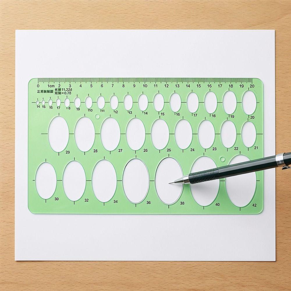 4Pcs Green Plastic Plastic Oval Stencil Clear Technical Drawing Ruler Architect Drafting