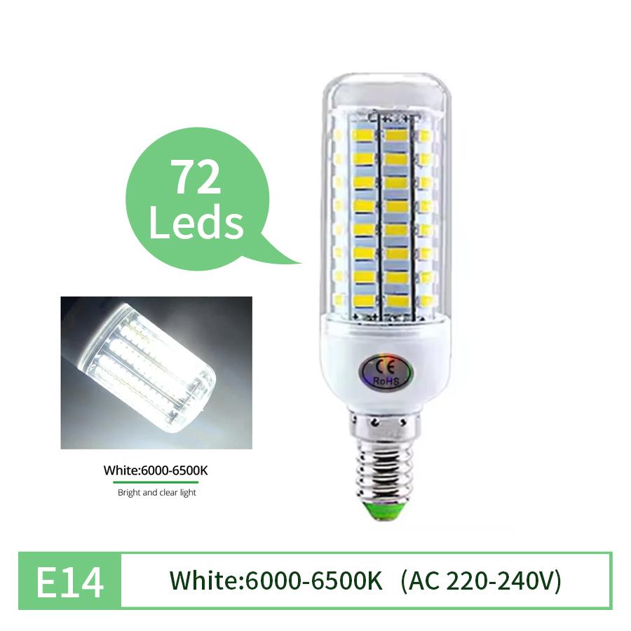 E27 LED Light Bulb E14 Corn Bulb Lamp Ceiling Chandeliers Lampada LED Lights 72 96 LEDs No Flicker AC220V 240V 5730 SMD Bombilla