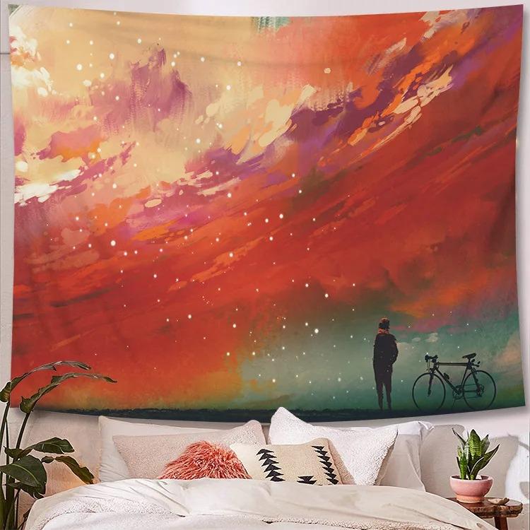 Character Illustration Style Background Cloth Office Living Room Tapestry Home Wall Decoration Tapestry