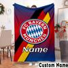 Custom Name Bayern Munich Crest Art Throws Blanket Flannel Blankets for Couch Bed Gifts for Men Women Picnic blanket Christmas fan gifts