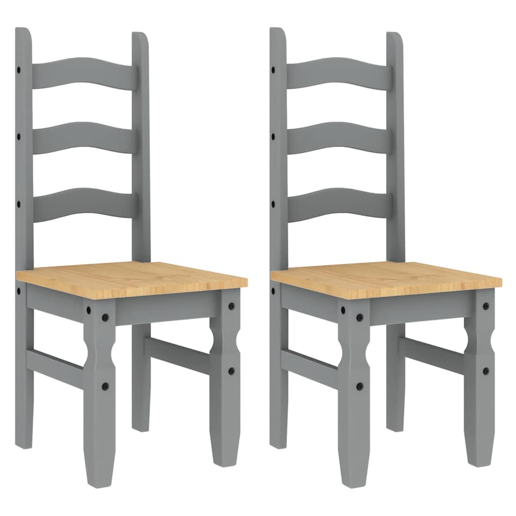 3 Piece Dining Set PANAMA Gray Solid Pine Wood