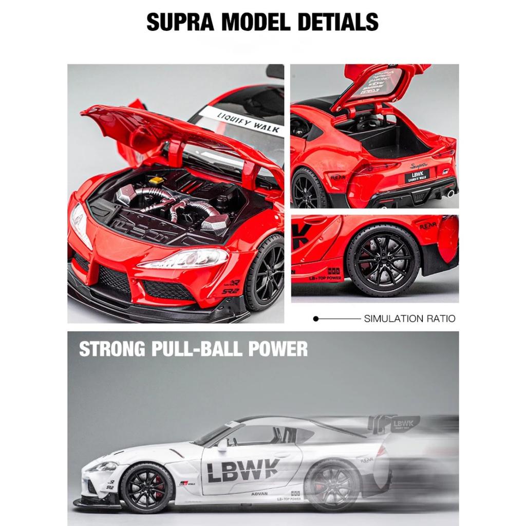 1/22 Toyota Supra GR LBWK Racing Car Toy Alloy Car Diecasts & Toy Vehicles Car Model Sound and Light Model Toys for Children