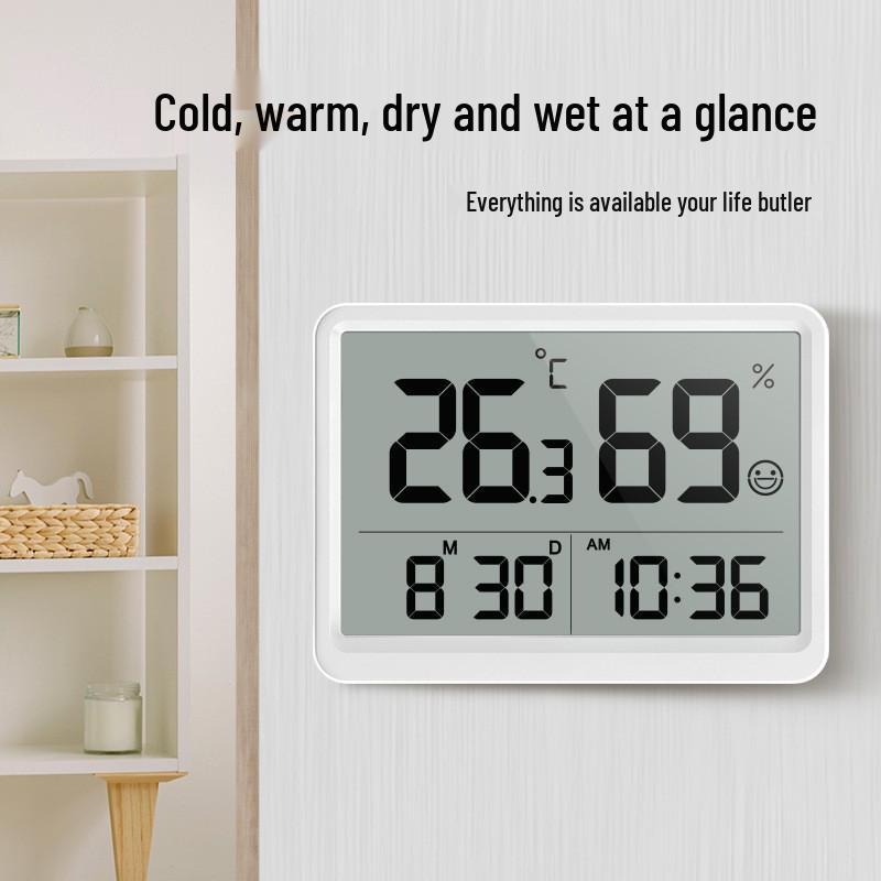 Ультратонкие настенные магнитные часы с термометром и гигрометром