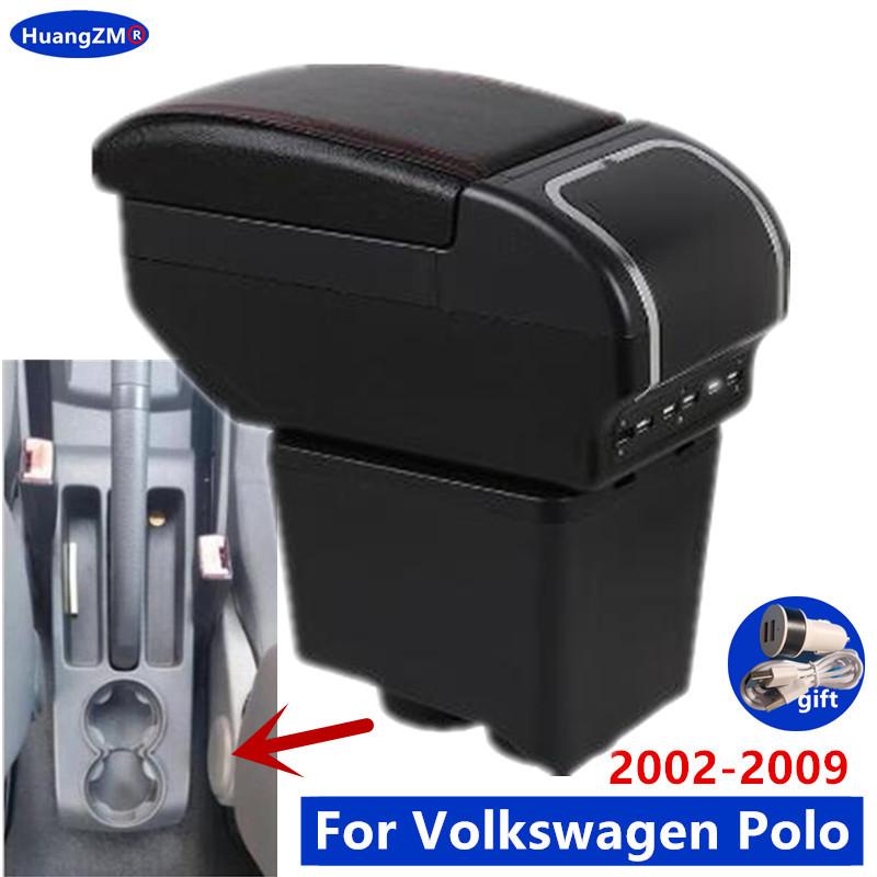 For Volkswagen Polo Armrest box Polo 9N 3 Mk4 Car Armrest box 2002-2009  Interior Retrofit Storage box car accessories