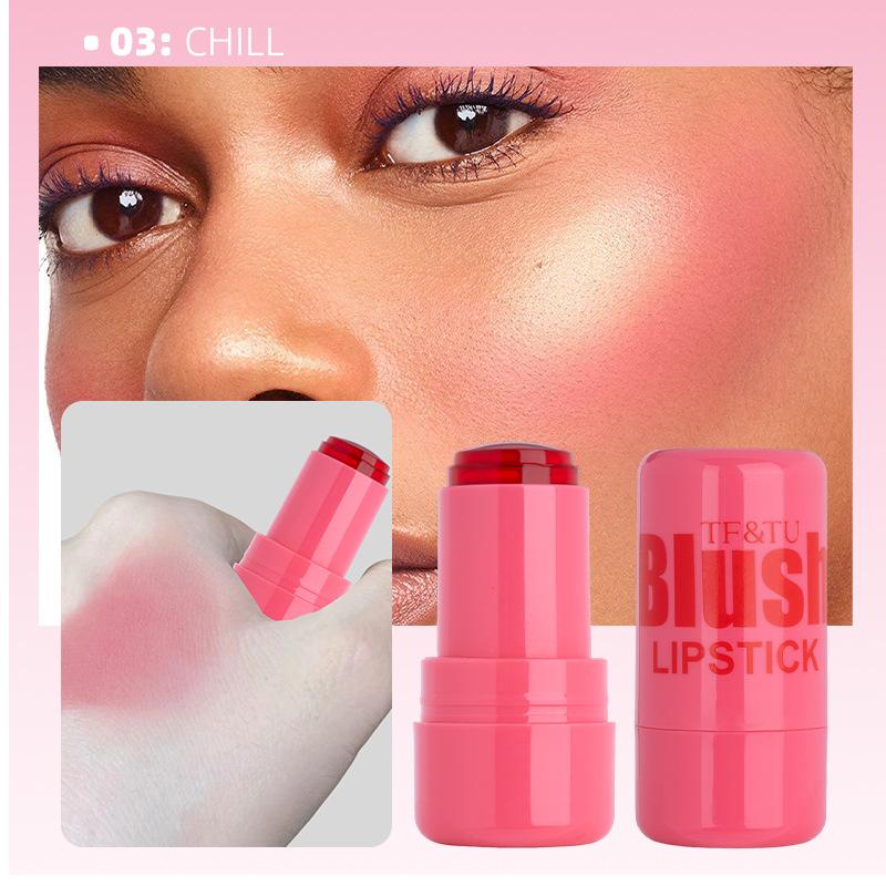 Jelly Blush Stick - 3-in-1 Multi-Functional Cream - Lipstick, Blush, and Cheek Tint - Bouncy, Natural Color-Changing, Brightening Makeup