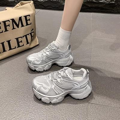 Женские кроссовки «папины кроссовки» весна и лето новые модные универсальные сетчатые дышащие на толстой подошве увеличивающие рост повседневные спортивные кроссовки тренд