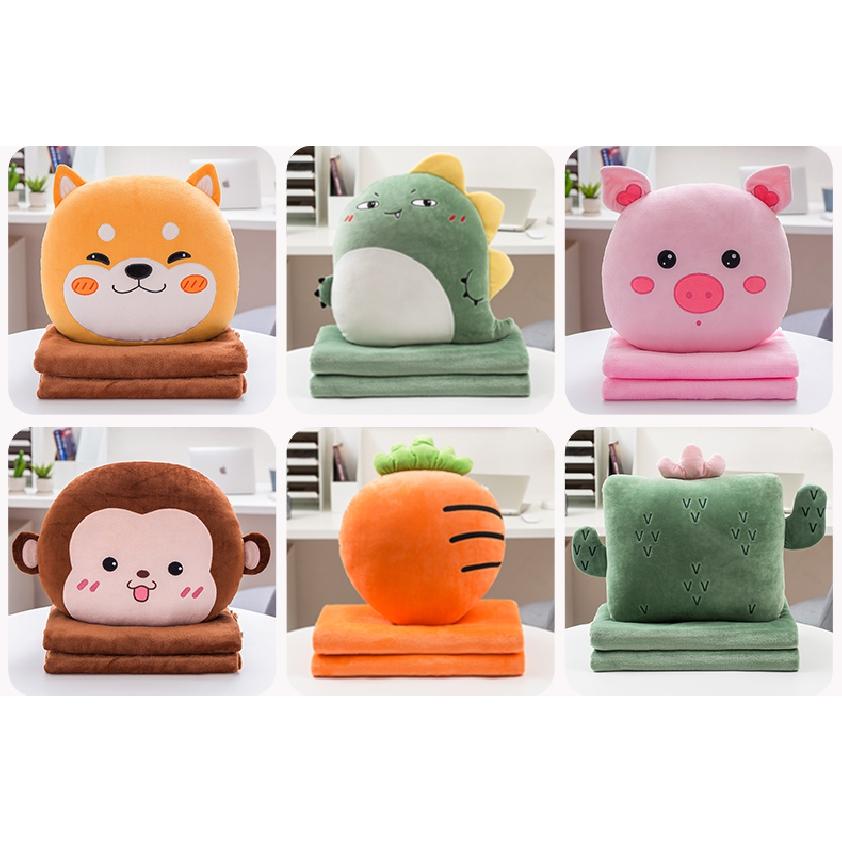 Cute Plush Pillow Quilt Hand Warmer Dual-Use Cushion Folding Blanket Car Office Sofa Cushion Quilt Couch Pillow Good