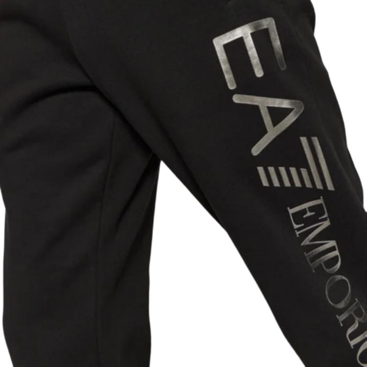Emporio Armani EA7 С принтом логотипа Эластичный пояс Средняя посадка Зауженные Вязаные спортивные брюки Мужские брюки Черный 8NPPB5-PJ07Z-1205