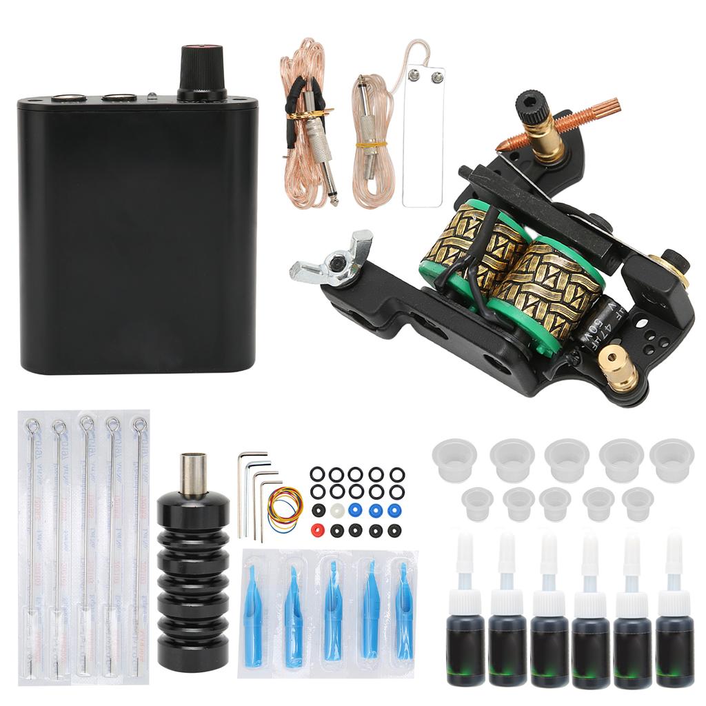 Tattoo Complete Starter Tattoo Kit Professional 6 Inks Power Supply Foot Pedal Needles Grips