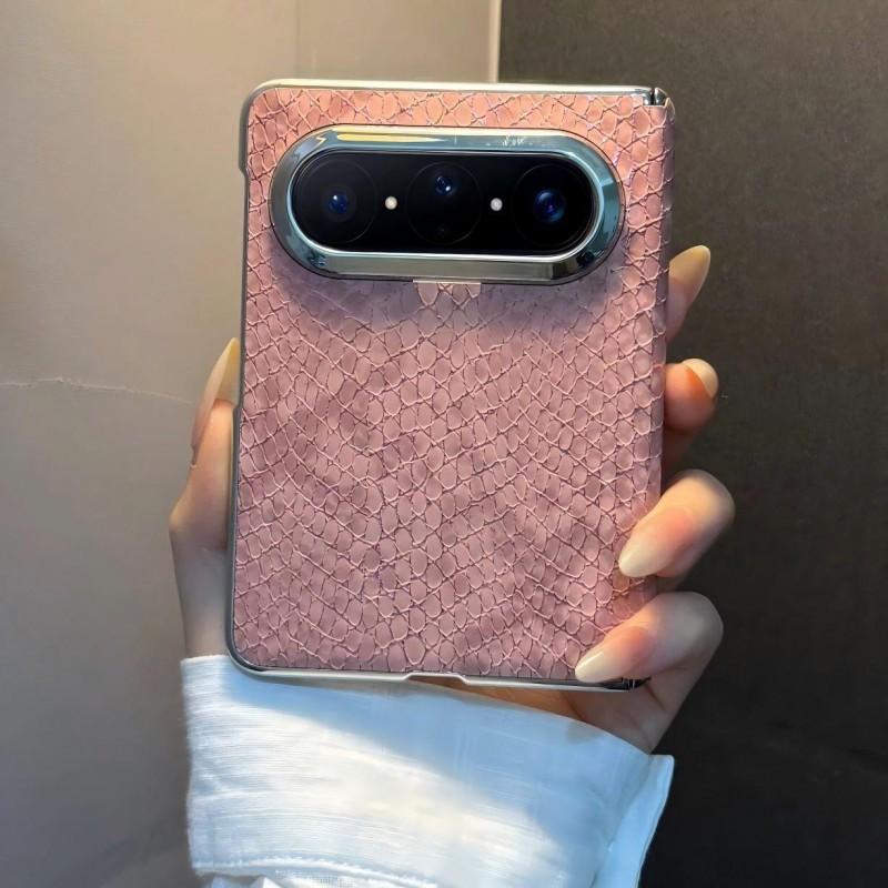Luxury Gold-Thread Snake Print PC Phone Case Pura X Max Foldable Dual Hinge Electroplated Shockproof Cover