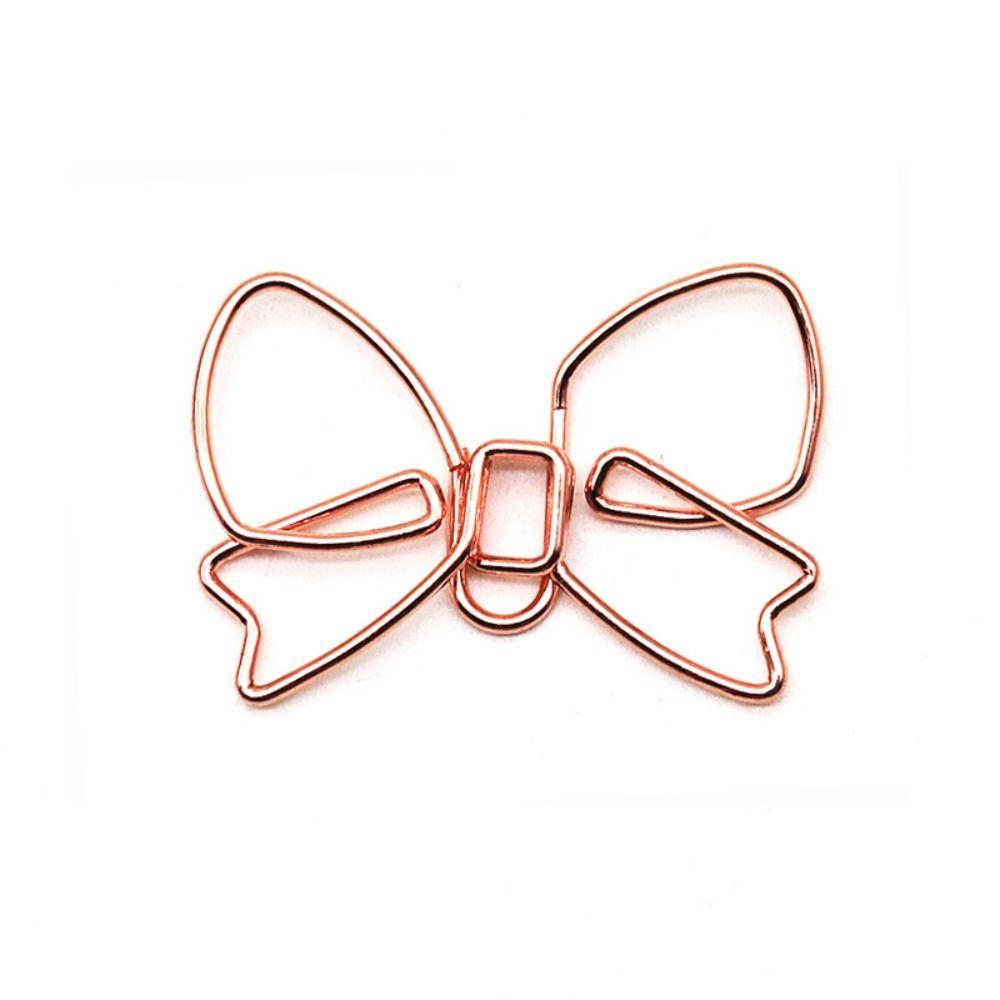 10PCS Stationery Metal Bowknot Paper Clips Special-shaped Gold Bookmark Clip Creative Paper Clamps Office/School