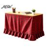 Full Enclosed Desk Wrap Gingham Ruffled Table Skirt, Cottagecore Teacher Skirt for Classroom, Classroom Decor Accessories Plaid Tablecloth Birthday