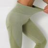 Женские бесшовные трикотажные облегающие брюки для йоги с высокой талией и подъемом бедра
