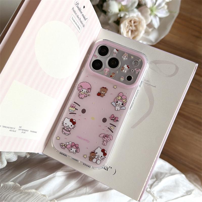 Новый розовый прозрачный чехол для телефона Hello Kitty My Melody с бусинной цепочкой для iPhone 14 15 16 17 Pro Max INS Милый противоударный чехол для девочек