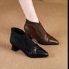 Новый стиль ботильонов, остроносые, на мягкой подошве, на устойчивом каблуке с эластичными вставками, универсальная женская обувь
