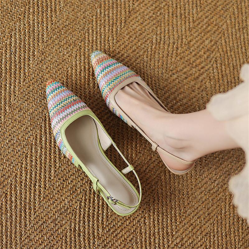 Fashion New Summer Sandals Multicolour Sandals for Women Fashion Square Toe Low Heels Cover Toe Sandals Ladies Shoes Casual Shoes
