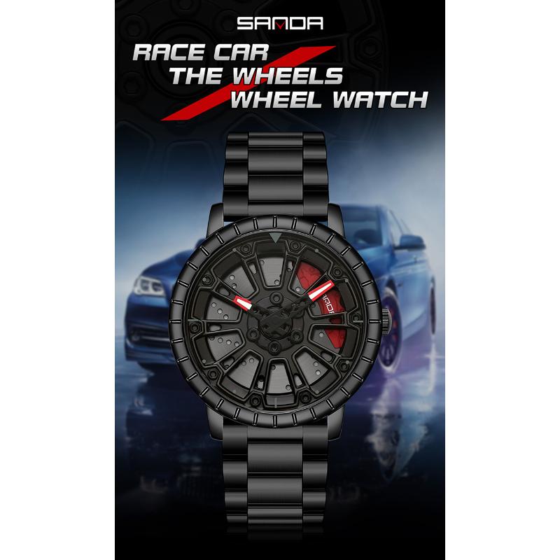 SANDA Новые мужские кварцевые часы со стальным ремнем, модные тенденции, простые креативные полые кварцевые мужские часы