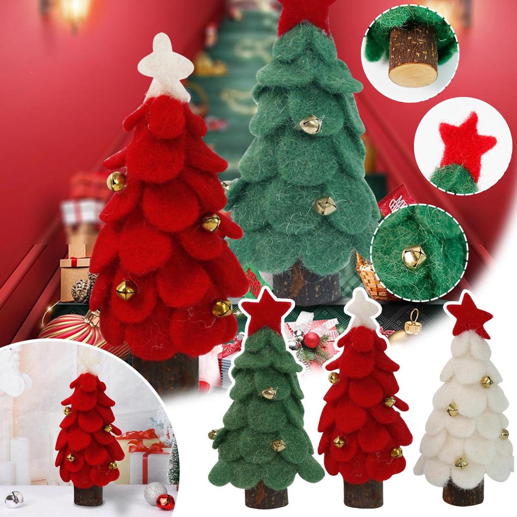 Table Decoration Christmas Tree Shape Wool Wooden Tree Ornaments Xmas Children's Gift