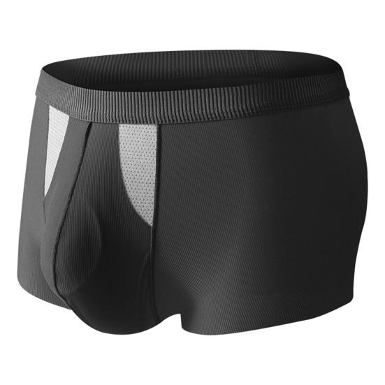 Men Boxer Underwear Mid-rise Elastic Waistband Double Layer Holes Shorts Briefs